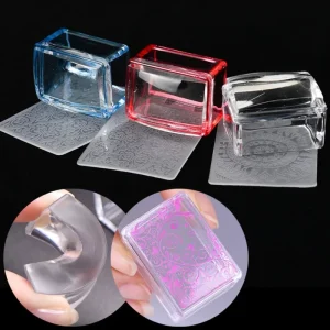DIY Printing Tools Square Shape Silicone Painting Nail Art Stamper Set with Scraper