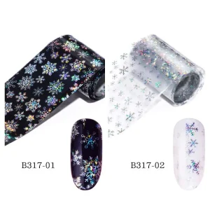 DIY Starry Sky Laser Nail Foil Set Transparent Marble Holographic Stickers Snowflake Nail Art Transfer Decals