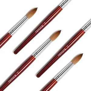 Dense Sable Hair Acrylic Nail Art Brush 14# Red Brown Wooden Handle Absorbent 100% Germany Kolinsky Acrylic Nail Brush Round