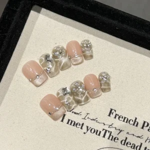 Design #52 Professional Beauty Durable Soft Gel Rhinestones Shiny Handmade Fake Nails Custom Design Press on Nails for Women