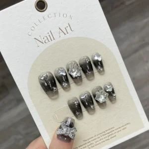 Design #868 Handmade Black Women Press on Full Cover False Artificial Hand Fingernails Art Sticker Nail Extension Kit