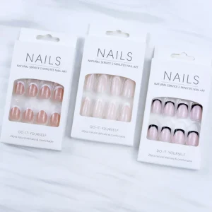 Designer 24pcs French Tip Fake False Nails Press on Nails High Quality Artificial Fingernails for Salon