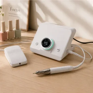 Desktop Brushless 85W Nail Drill Machine 45000RPM Vibration Free Smart Auto Sensor Pause Control with Foot Pedal