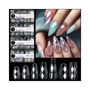 Diamond Shaped Gel Nails Tips120pcs 3D Diamond Nail Tips Box