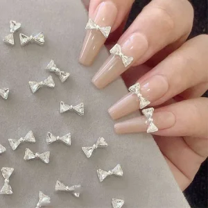 Diamond and Gemstone Inlaid Butterfly Combined with Gold Nail Art Embellishments DIY Nail Decoration
