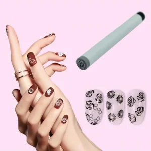 Different Style Nail Art Stamp Pen Set Silicone Manicure Stamper Replaceable Print with 2 Matching Pen Holders Nail Art DIY Tool