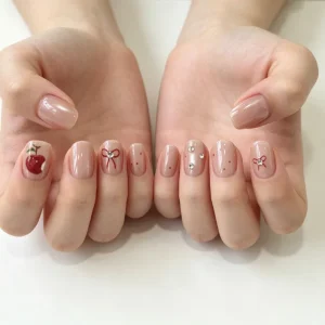 Dihang Pink Cat Eye 3D Hand set Diamonds Squoval Press on Nails