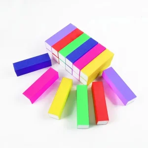 Disposable Colorful Purple Pink Yellow Sponge Nail File Buffer Block Custom Logo Private Label for Nails