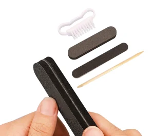 Disposable Manicure Pedicure Kit Black Mini Wooden Nail File and Buffer Set