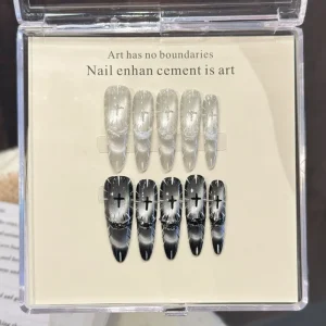 Divine Light A B Style High End Luxury Acrylic Full Cover Long Handmade Pre designed Wearable Nail Tips Glue for Finger
