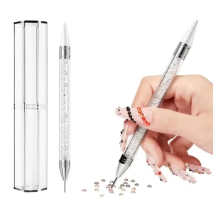Double Ended Acrylic Dotting Wax Pen Nail Art Tool 1 Piece With Sticky Drill Remover And Drill Suction Pen