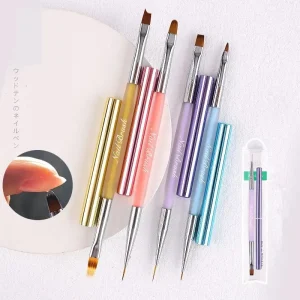 Double Head Crystal Handle Nail Liner Brush Painting Pen Gel Nail Art Brushes 3D Bulk Nail Supplies