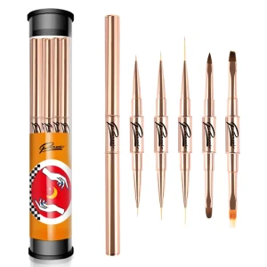 Double Head DIY Nail Art Brush Dual Ended Nylon Hair Metal Handle Liner Brush 3D Liner Art Nail Brush