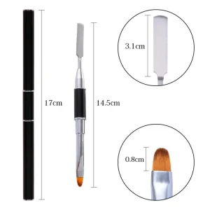 Double Head Professional 2 In1 Metal Extension Nail Art Brush