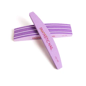 Double Sided 100 180 Grit Purple Sponge Nail File Durable Half Moon Nail Files for Manicure