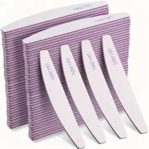 Double Sided 180 100 Grit Nail File Set Manicure Pedicure Art Tools with Straight Pattern Double Sided Emery Board