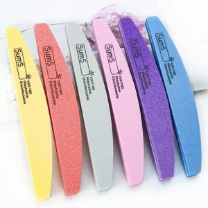 Double Sided Half Moon Sponge Nail Buffer Strips Reusable Professional Salon Nail Care Files