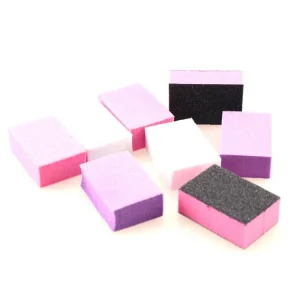 Double Sided Mini Nail Buffer 100 180 & 180 240 Grit Emery Sponge Reusable 3.5×2.3×1.2cm Multiple Colors