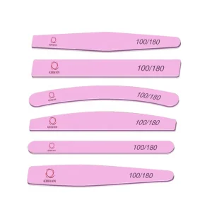Double Sided Nail Buffering Files 10 PCS 100/180 80/80 Grit Custom Logo Japan Yellow Pink Nail File
