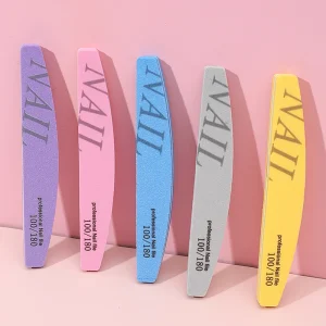Double Sided Nail File 100 180 Sandpaper Nail Buffer Washable Polish Half Moon 100 180 Sponge Manicure Art Tools Washable
