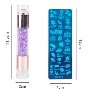 Double Sided Nail Stamper Stamping Plate Set Jelly Silicone Stamper Crystal Handle Nail Art Stamp Image Stencil Tools