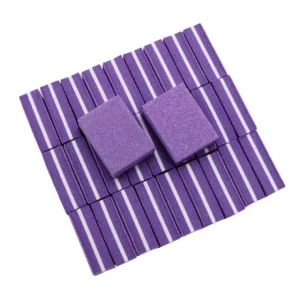 Double Sided Rectangular Mini Purple Emery Nail Buffer 100 180 180 240 Grit Professional Reusable Manicure File