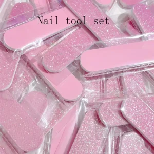Double Sided Reusable Sandpaper Nail File and Acrylic Cuticle Sticks Set with 100 Grit for Press on Nails