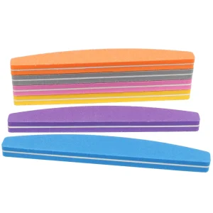 Double Sided Sponge Nail Files & Buffers 100 180 Grit Colorful Boat Shape Manicure Sanding Tool Washable