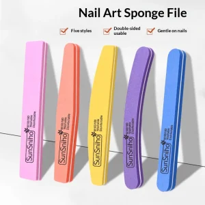 Double Sided Sponge Sandpaper Nail File Coarse Fine Grit Emery Eco friendly Buffer Strip Nail Shaping Polishing Manicure Tools