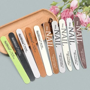 Double Sided Straight Five Color Wood Chip Emery Nail File Strip Filing Grinding Customized 80 100 120 150 180 240 320 Buffer