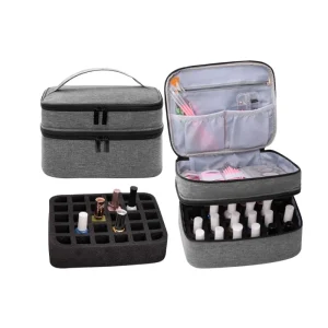 Double-layer Nail Polish Carrying Case Cosmetic Storage Case Travel Nail Polish Organizer Nail Varnish Manicure Holder Bag
