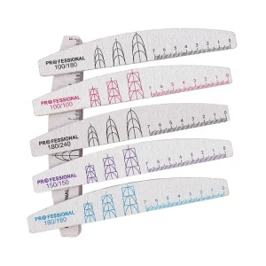 Double sided Half moon Nail File With Ruler Scale Washable Manicure Tool for Salons Made Plastic Emery Sponge Material