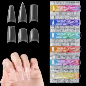 Dual Form Nail Tips Acrylic Gel Full Cover Press On False Nails for Home or Professional Salon Use