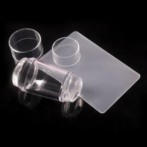 Dual Head Nails Stamping Clear Nail Template Tool for Design Printing Nail Silicone Seal Stamper