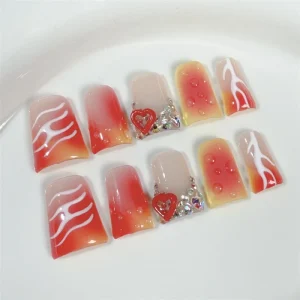 Duck Airbrush Ombre Blush Jelly Acrylic Handmade Press on Nails