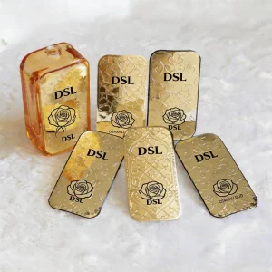 Durable Metal Tag With Embossed Textured Gold Stamping for Luxury Gift Craft Use Brand Logo Self-Adhesive Sticker