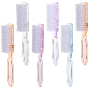 Durable Nylon Soft Nail Brush with Long Handle Plastic Manicure Care Accessory Tool for Cleaning Remover Dust Powder