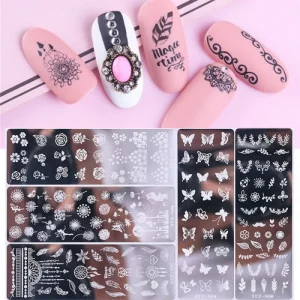 Durable Stainless Steel Nail Template Flower Animal Leaf Snowflake Custom Nail Art Stamping