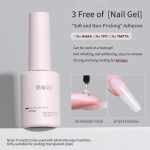EU Standard No HEMA No TPO No TMPTA Gentle Pain Free Nail Adhesive for Nail Tips Needs Nail Lamp to Dry