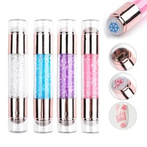 Easy Stamp Set with Double Head Silicone Nail Stamper Random Stencil & Crystal Handle for Stamp Plating Tool