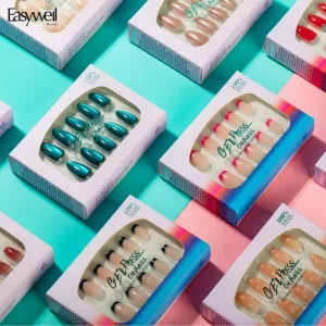 Easywell 30pcs Nail Stickers With Luxury Nail Packing Box Custom Design Soft Gel Press on Nails