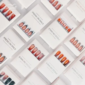 Easywell Custom Handmade Press on Nails With White Boxes French Nails Art Acrylic Artificial Fingernails Nails Press on