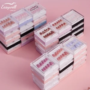 Easywell Custom Luxury Press On Nails Artificial False Fake nails High Quality French Tip Soft Gel Press On Nails