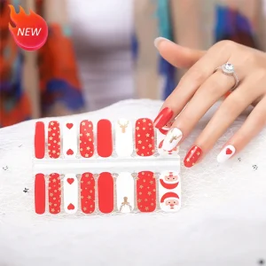 Eco Friendly and Safety Self Adhesive Christmas Deer Design Nail Art Beauty Nail Polish Wraps Nail Stickers