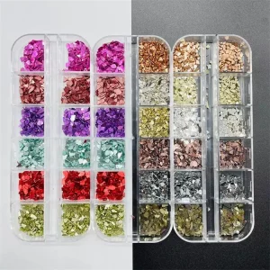 Electroplating Metal Vintage Colors DIY Irregular Stone Slice Decorative Nail Art Decoration Mixed 3D Design