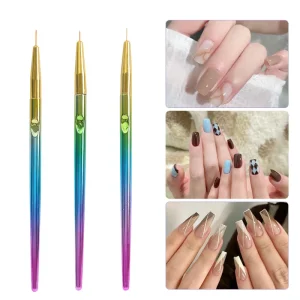 Electroplating Nail Art Pen Set Dazzling Aluminum Tubes Pull Line Pen Tool for Outlining and Flower Painting