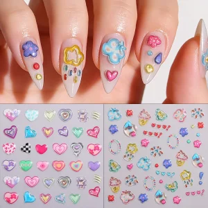 Embossed Purple Beach Nail Stickers Sky Blue Seashell and Starfish Self-adhesive Stickers Decals DIY Sliding Nail Decorations