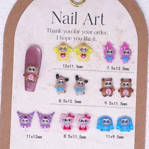 Enzo. F 46 3D Resin Nail Art Jewelry 50pcs Bag Cute Cartoon Press on False Nail Art Decor Stickers & Decals Supply