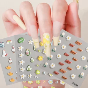 European American 5D Relief Nail Sticker High Beauty Gold 3D Nail Art Summer Multi-Pattern European American Paper Plastic PET