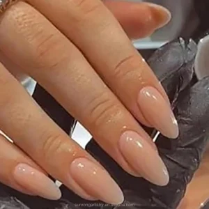 European and American Almond shaped Wearable Nail Tips Solid Color Brightening Nail Tips Fake Nails